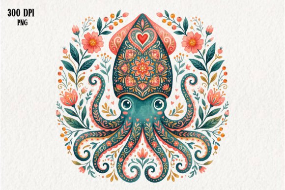 Download Boho Octopus Floral Mandala PNG - Floral Collection