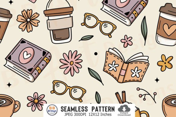 Download Coffee and Books Seamless Pattern Floral - Floral Collection