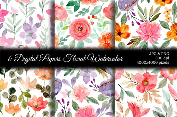 Download Seamless Pattern Floral Watercolor 68 - Floral Collection