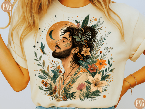 Download Boho Spiritual Man with Floral Nature – - Floral Collection