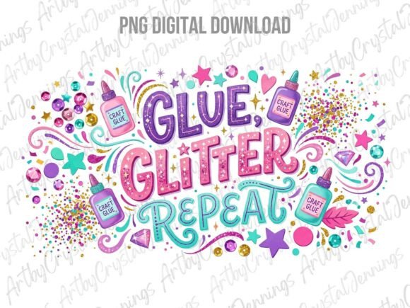 Download Glue Glitter Repeat Crafting PNG - Repeat Collection