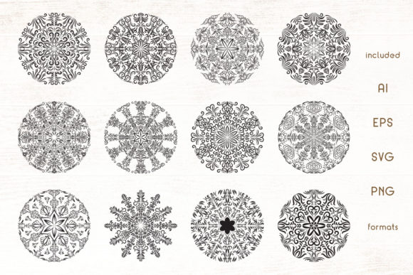 Download 12 Floral Mandala Vectors Pack - Floral Collection