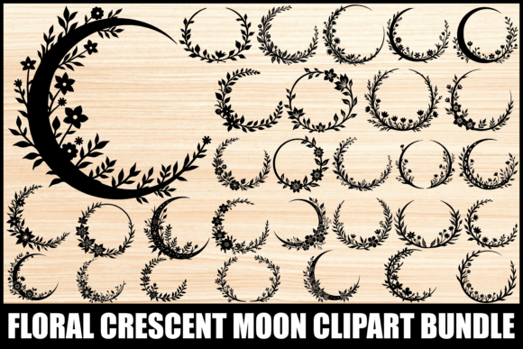 Download Floral Crescent Moon Clipart Bundle - Premium Resources