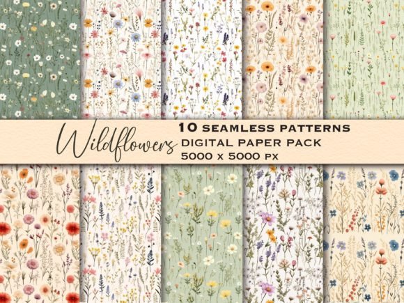 Download Wildflowers Seamless Pattern Floral Set - Floral Collection