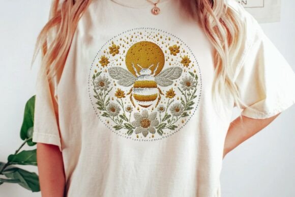 Download Bumblebee Embroidered Floral Mandala Png - Floral Collection