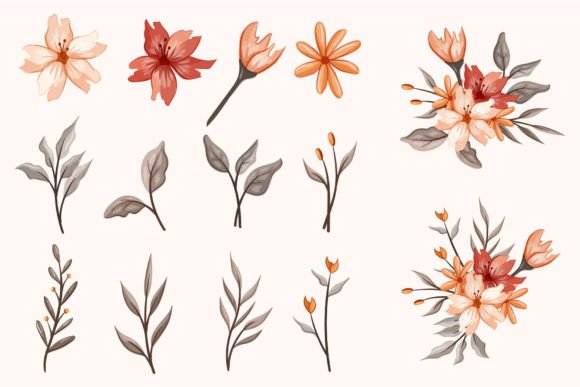 Download Set Botanic Blossom Floral Elements - Floral Collection