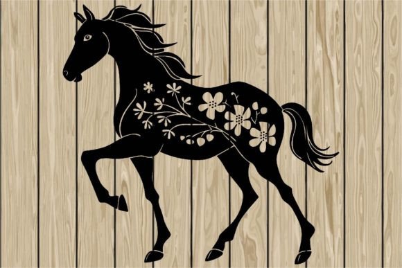 Download Floral Horse Stencil Silhouette SVG - Floral Collection