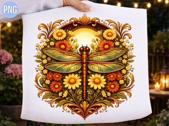 Download Vintage Dragonfly Floral Mandala PNG - Floral Collection