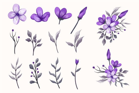 Download Set Botanic Blossom Floral Elements - Floral Collection