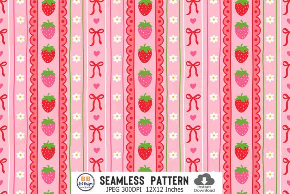 Download Coquette Strawberry Pattern Floral Paper - Floral Collection