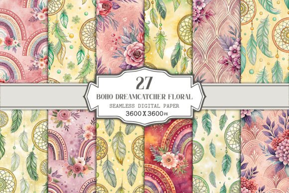 Download Boho Dreamcatcher Floral Seamless - Floral Collection