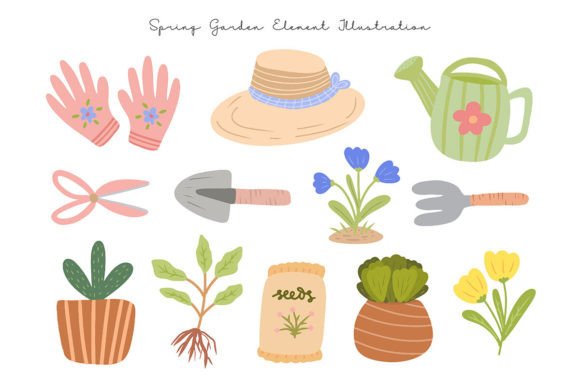 Download Cute Spring Gardening Element Set - Garden Collection