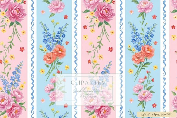 Download Pink Peony Stripe Floral Pattern Design - Premium Bundle